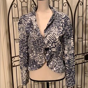 Peplum blazer with lapel gathers